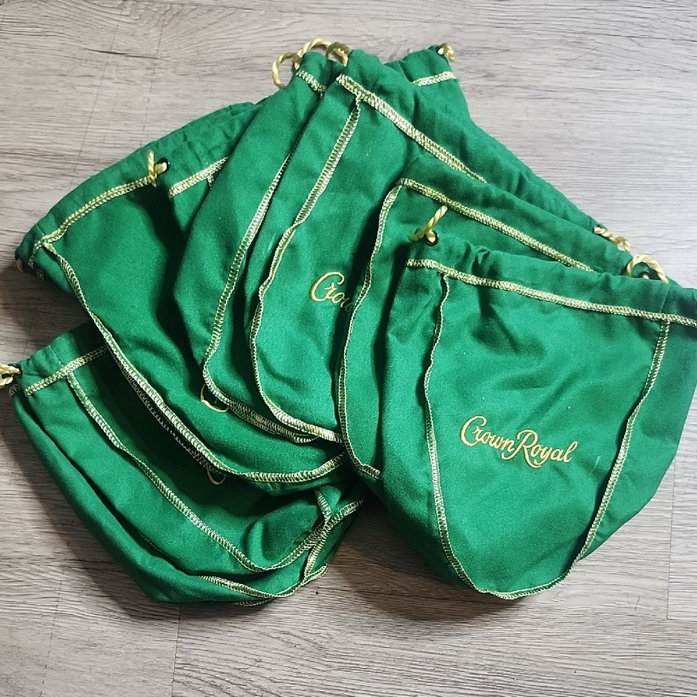 Crown Royal Green Drawstring Pouch - Pack of 10